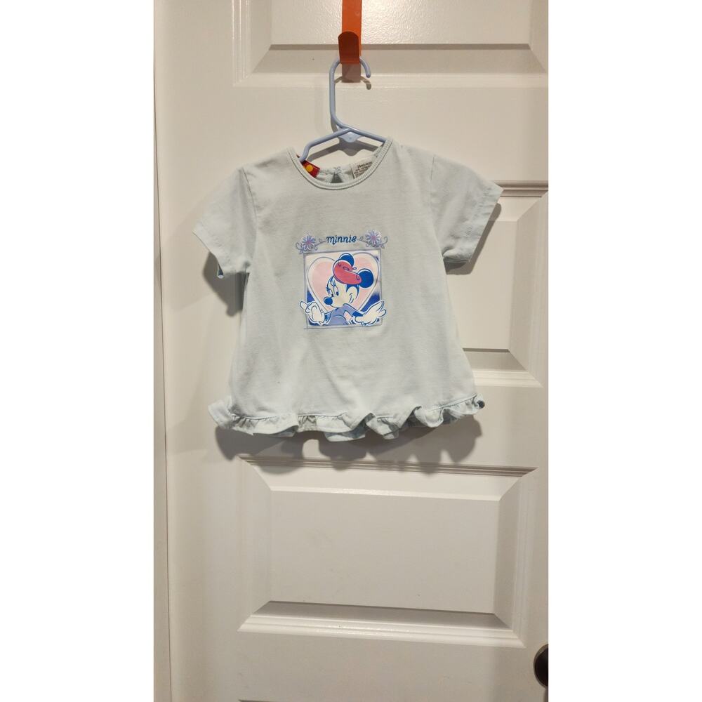 Kids Headquarters Disney Minnie Mouse Embroidered Ruffle Hem T-shirt 24M